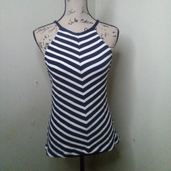 Maeve Anthropologie Shirt XS Sleeveless Straps Stripe Blue White - Picture 1 of 15